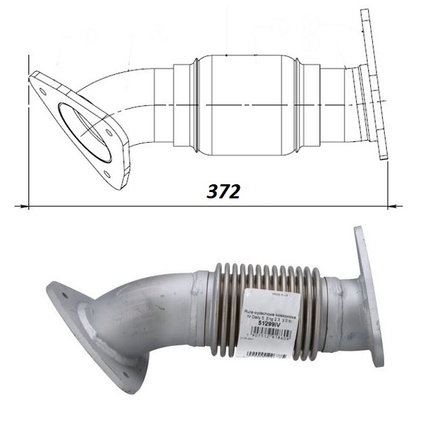 Trubka kolektoru výfukových plynů s pružným dílem IVECO Daily 5 2.3/3.0 Euro 5 2008-2014