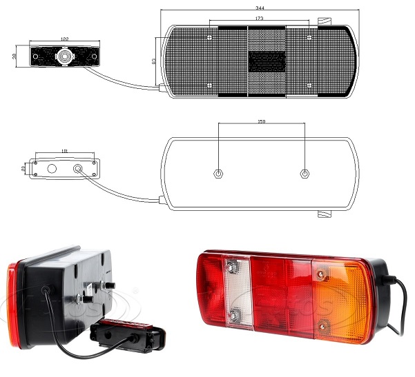 Svítilna zadní 5-dílná s poziční svítilnou P MAN  TGA TGL, TGM, TGS, TGX