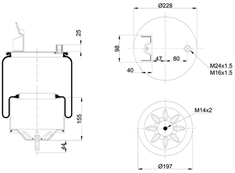 Vlnovec pérování kompletní - železný zvon ZN L/P VOLVO FH12, FH16, FM9, FM12, FH/FM, FMX