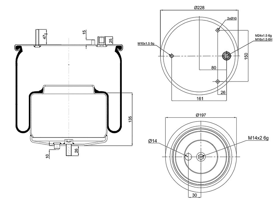 Vlnovec pérování kompletní - železný zvon VOLVO FH, FM