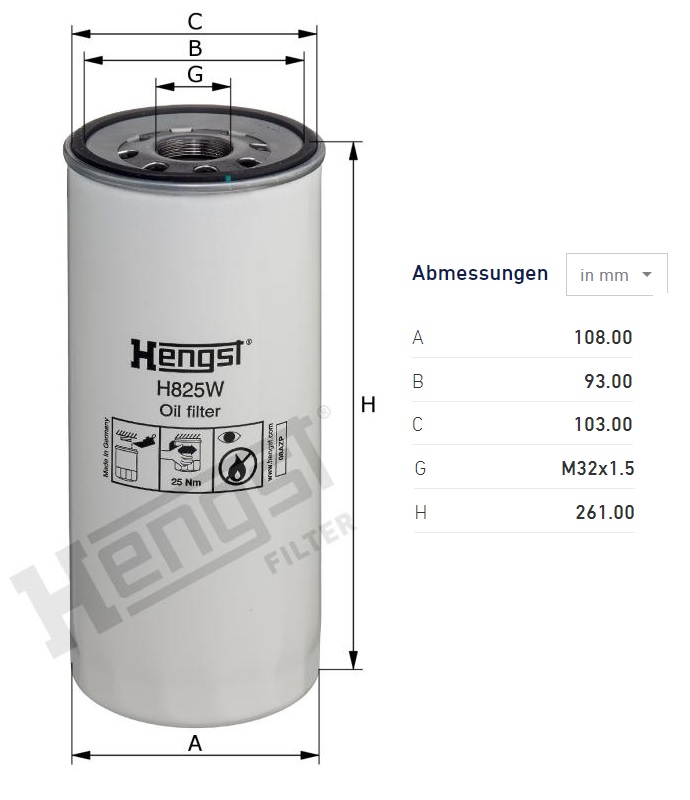 Filtr oleje RVI C/ K/ T/ VOLVO FH II, FM, FM II, FMX, FMX II D13C380-DTI13-122HM