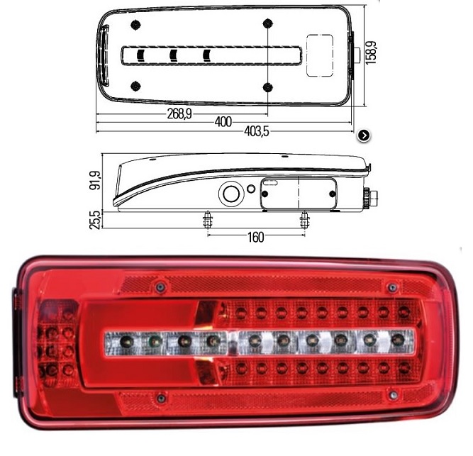 Svítilna zadní 24V FULL L LED DAF CF, LF Euro 6 od 10.2012, TATRA Phoenix