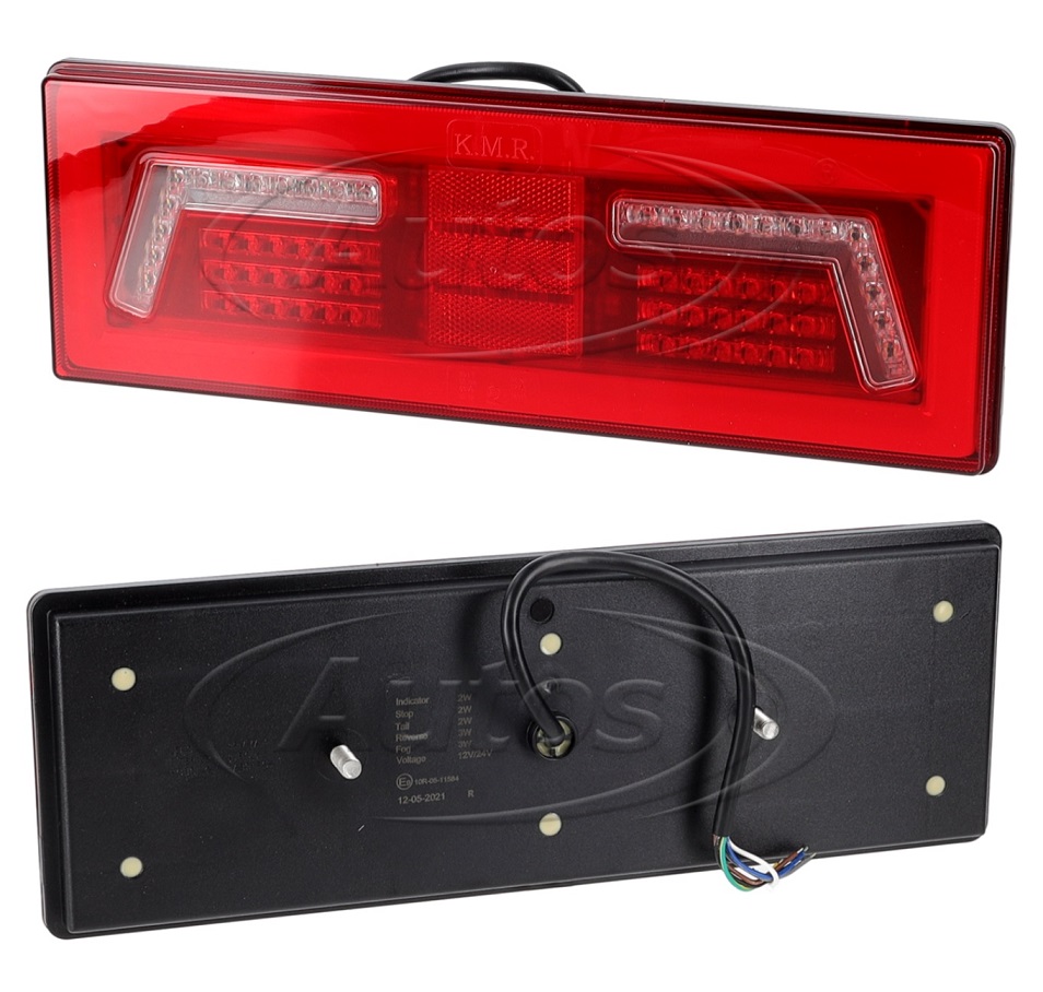 Svítilna zadní 4-dílná P 12V/24V LED / směr, stop,mlhovka,zpátečka/s odrazkou, kabel 0,3m