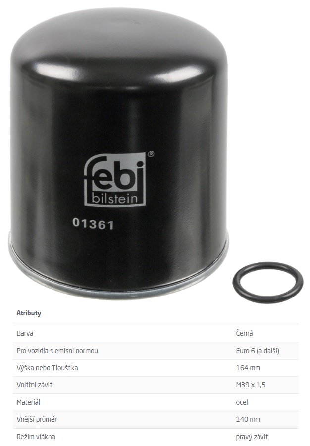 Patrona vysoušeče M39x1,5 bez odlučovače P MAN, IVECO, IRISBUS, MERCEDES, SCANIA, VOLVO