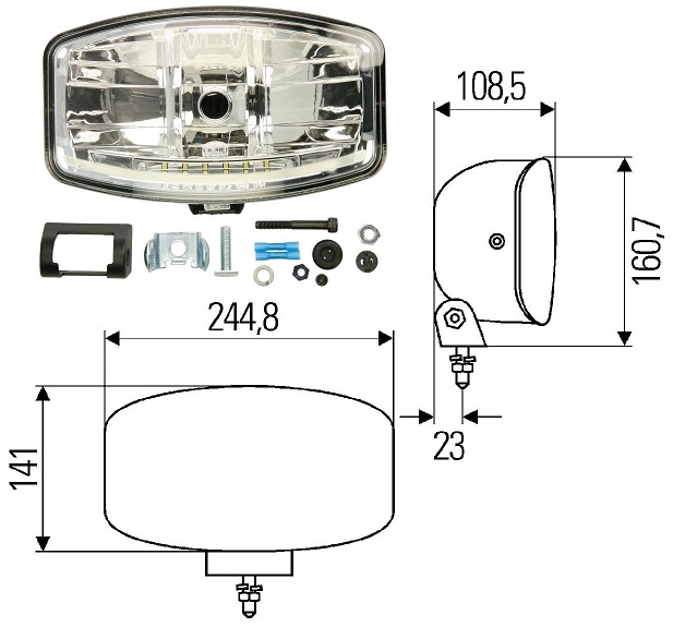 Světlomet dálkový 12V/24V JUMBO 320FE H7 s LED pozičním svítilnou