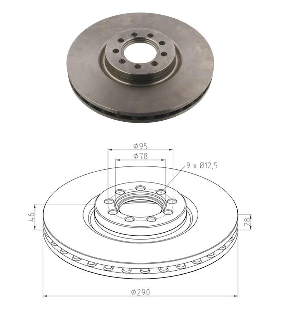 Kotouč brzdový 289,8x46x95 PN IVECO Daily IV/ V/ VI 35C10/12/14/15/18 2006