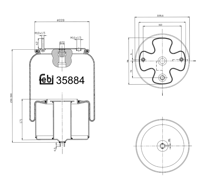 Vlnovec pérování  kompletní - železný zvon VOLVO FH12, FH16, FH od 2005, FH4 od 2012