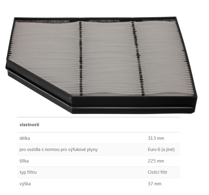 Filtr vzduchu kabiny MERCEDES Axor, Actros MP2/MP3, Actros MP4, Antos, Arocs, Atego 3