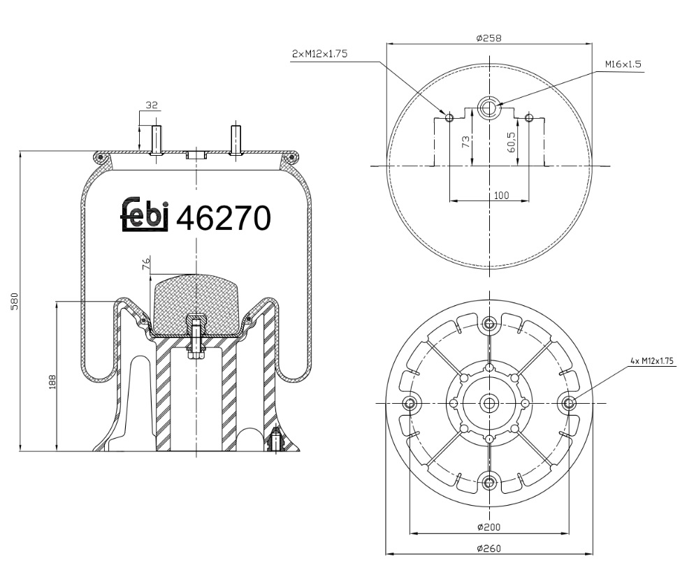 Vlnovec pérování kompletní - plastový zvon ZN RVI Midlum /II /DXi5/7, VOLVO FL