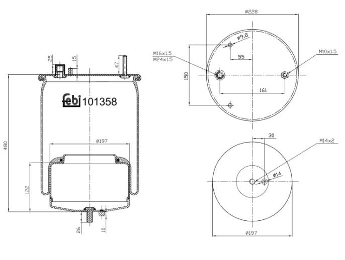 Vlnovec pérování kompletní - železný zvon ZN P VOLVO FH II, FM, FMX II Euro 6 od 01.2012