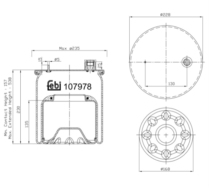Vlnovec pérování kompletní - železný zvon ZN MERCEDES Actros MP4/MP5, Antos, Arocs, Econic