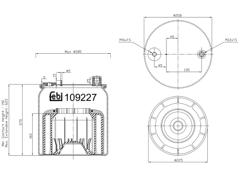 Vlnovec pérování kompletní - plastový zvon ZN MERCEDES Actros MP4, Antos, Arocs, Econic 2