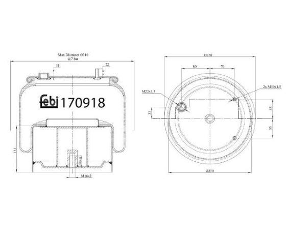 Vlnovec pérování kompletní - kovový zvon DAF CF75 IV, CF E6/F7, XF105, XF E6/F7