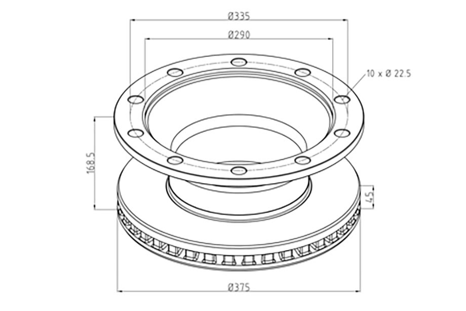 Kotouč brzdový 375x45x168,5 SAF, SCHMITZ Cargobull