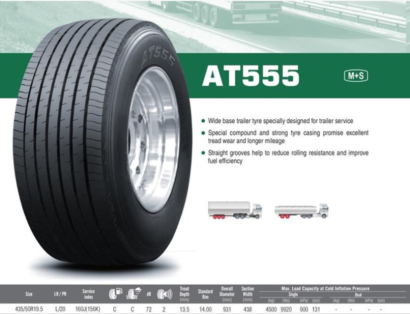 Pneumatika nákladní 435/50 R19,5" AT555 TL 160J/ návěsová