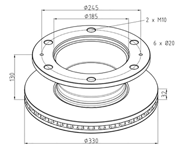 Kotouč brzdový 330x32x130 s kroužkem ABS ZN IVECO E.Cargo Euro 4/5, E.Fire