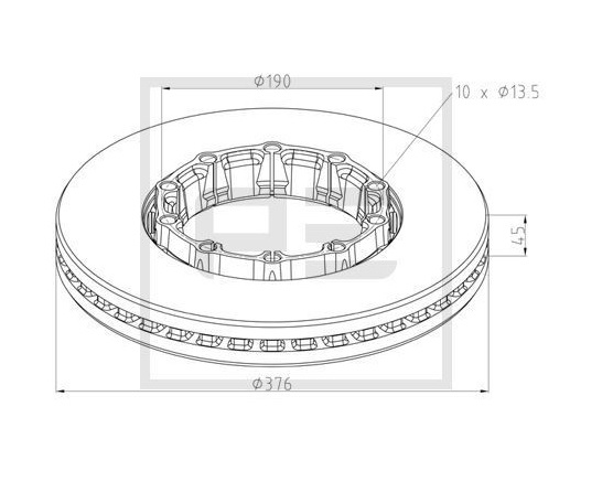 Kotouč brzdový 376x45x58/10 SAF SK RB 9019 INTEGRAL 19,5"