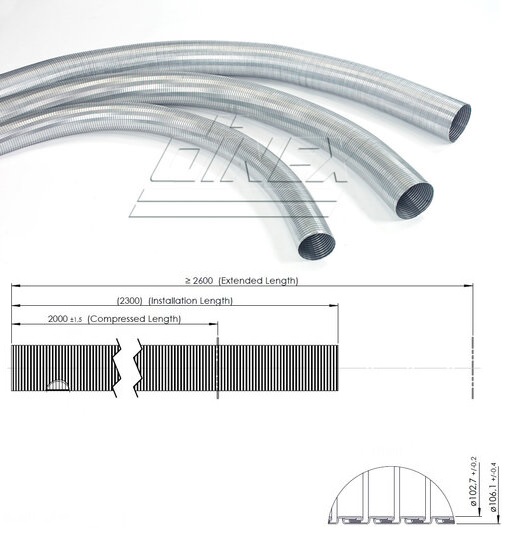 Trubka výfuku - pružný díl 102,7x106,10x2300 pozink