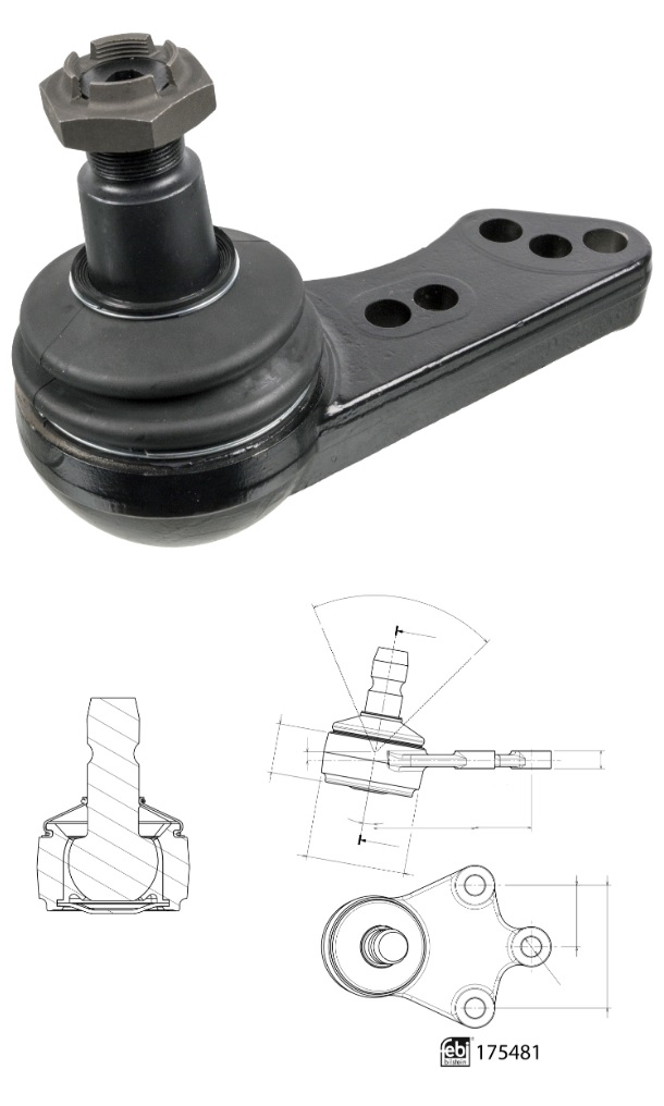 Kloub závěsného ramene M30x1,5x175 horní PN L IVECO IRISBUS Crossway LE, Urbanway, Citelis