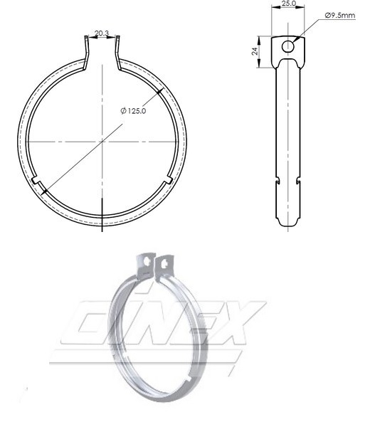 Objímka trubky výfuku pr.125mm RVI Magnum DXi, Premium, Kerax