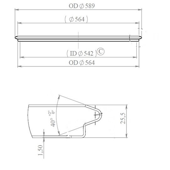 Těsnění tlumiče výfuku 542x589/25,5 SCANIA R730 DC16 Euro 5