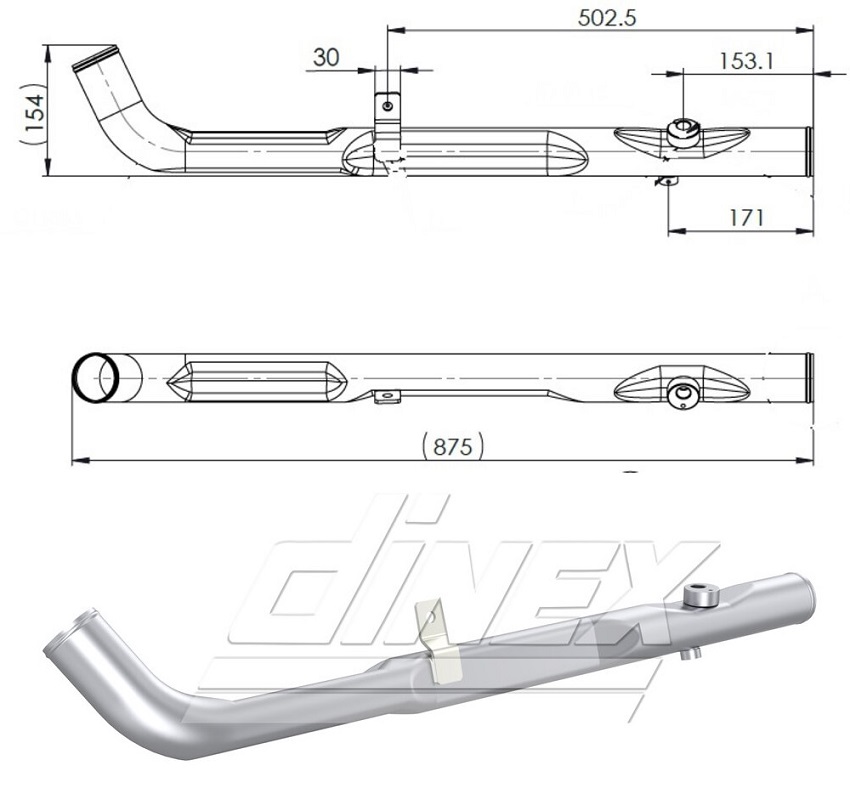 Trubka vodní chlazení retardéru Al 875mm  SCANIA Euro 5