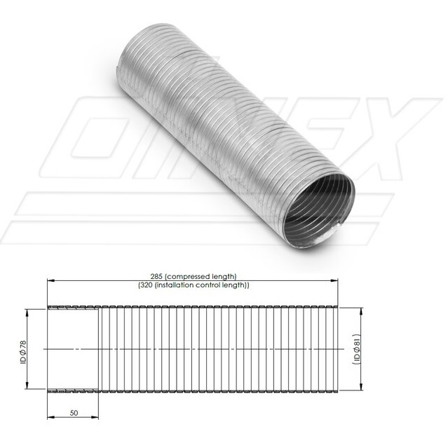 Trubka výfuku  - pružný díl pr.81/85x285mm MAN TGL od 04.2005, TGM od 10.2005
