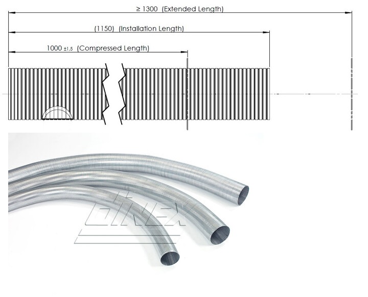 Trubka výfuku - pružný díl 89,9x93,3x1000 pozink