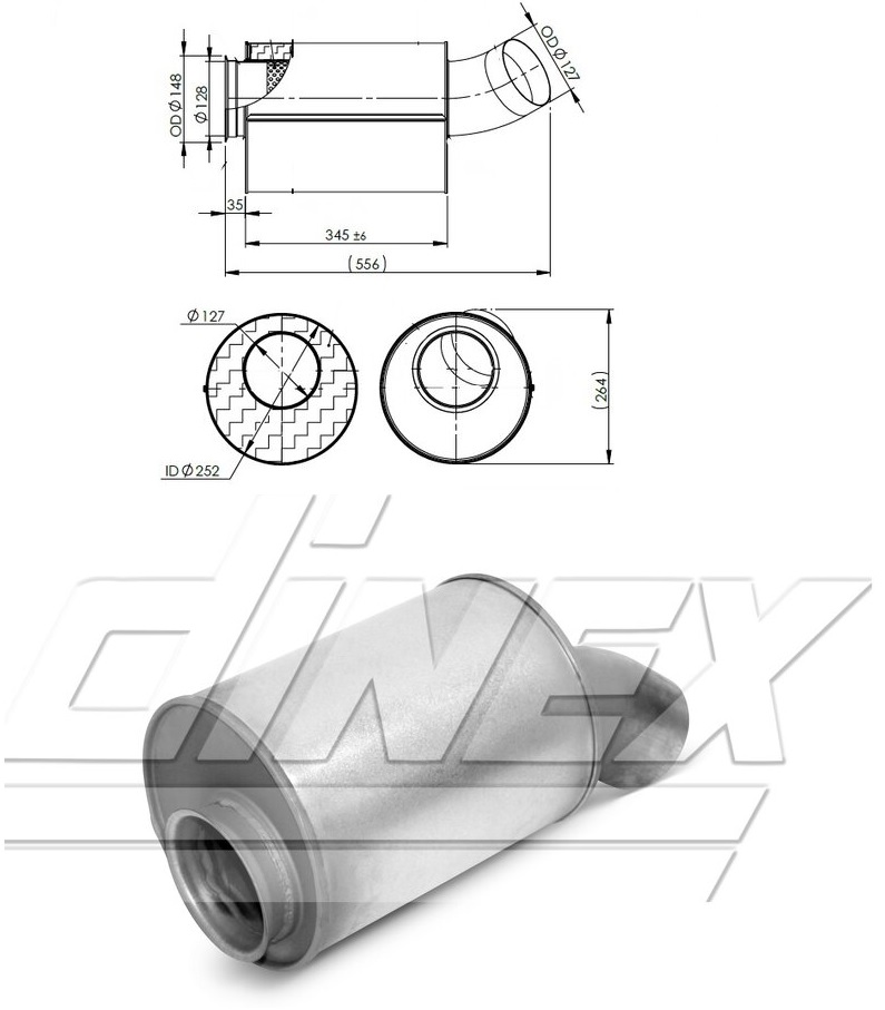 Tlumič výfuku koncový 570mm VOLVO FH4/ FM4 Euro 6 od 2012