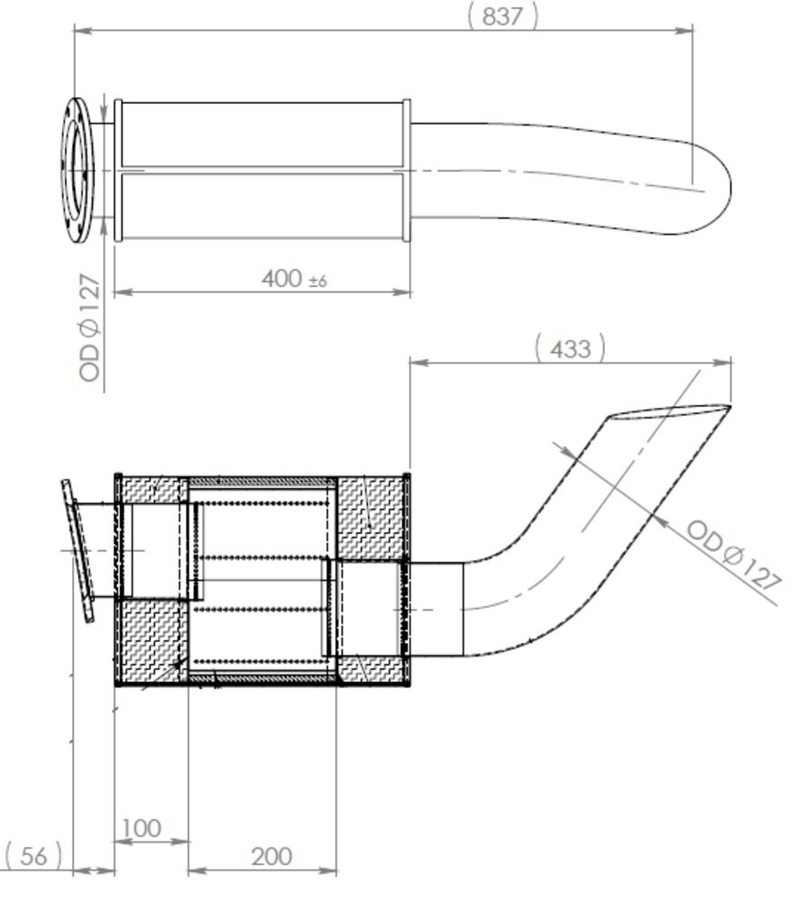 Trubka výfuku - doznívač 930mm RVI Euro 2, KAROSA 900, LIAZ