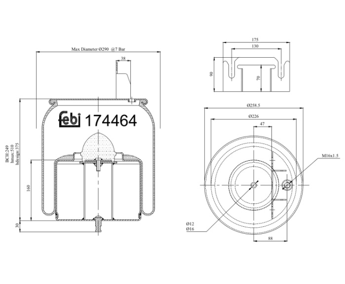 Vlnovec pérování kompletní - železný zvon PN VOLVO FH Euro 6 od 2012, FMX