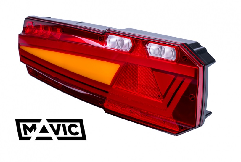 Svítilna zadní 6-dílná P 12V/24V LED s trojúhelníkem /stop,couvání,mlha,směr/ kabel 1,5m