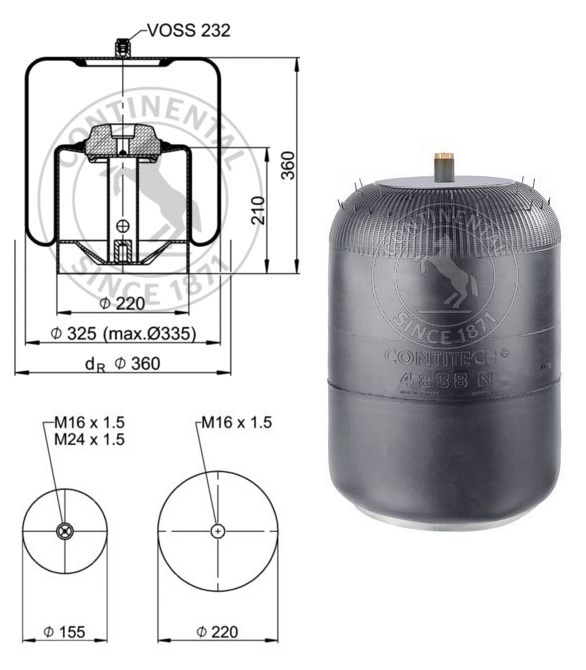 Vlnovec pérování kompletní - železný zvon MERCEDES Actros MP2, Axor 2 od 10.2004