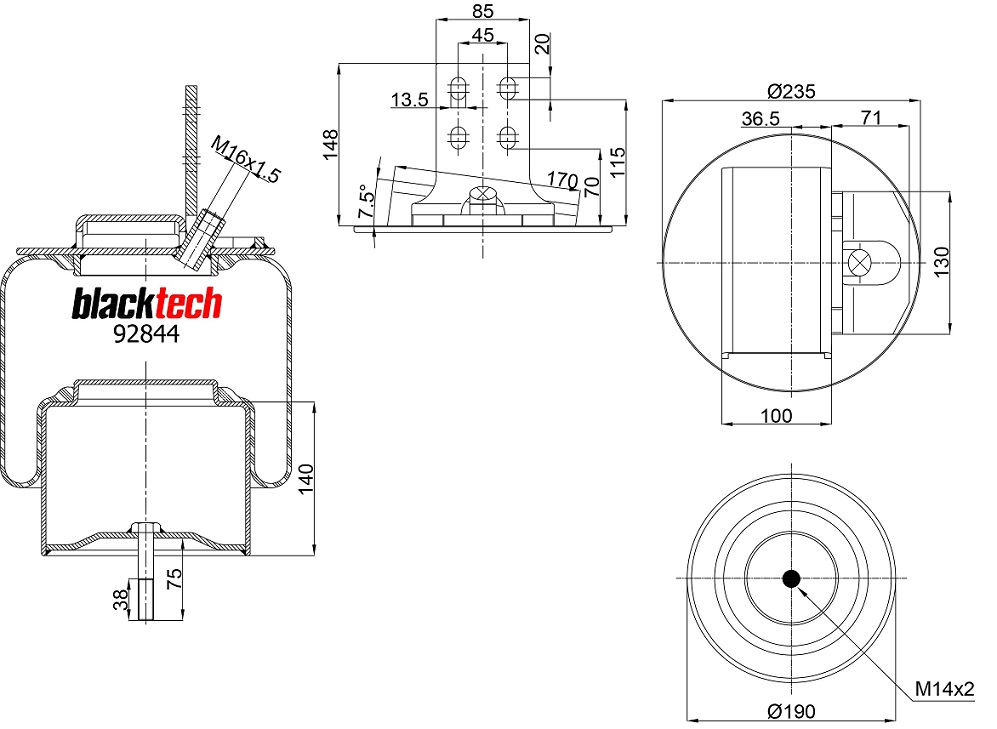 Vlnovec pérování kompletní - železný zvon IVECO E.Cargo Tector