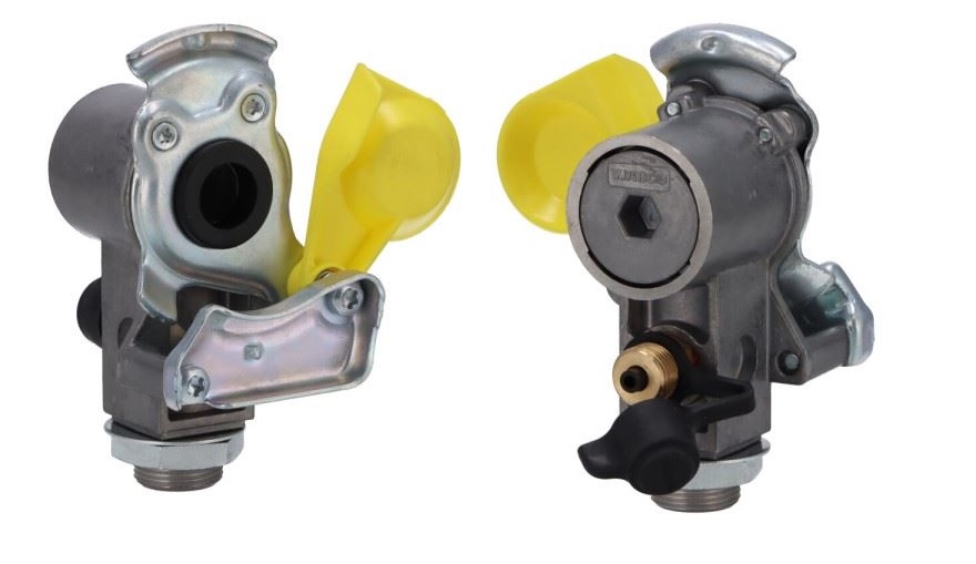 Hlavice spojovací M16x1,5 EURO žlutá s kontrolní přípojkou a filtrem