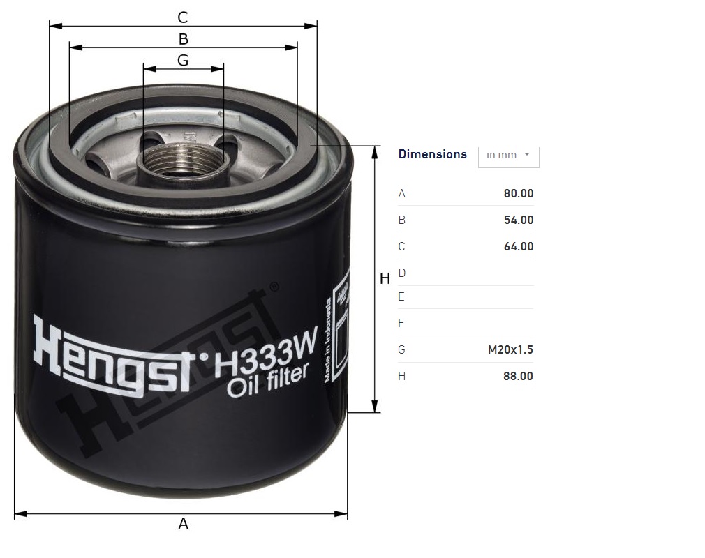 Filtr oleje AEBI, BOBCAT, AMMANN, JOHN DEERE, KOMATSU, KUBOTA, TAKEUCHI, MANITOU