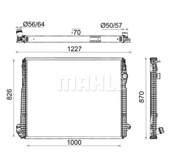 Chladič vody 1000x826x42 s rámem SCANIA L,P,G,R,S DC07.111-OC13.101 Euro 6 od 09.2016