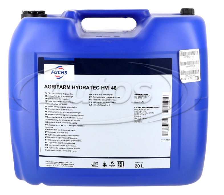 Olej hydraulický FUCHS AGRIFARM HYDRATEC HVI 46, 20 l
