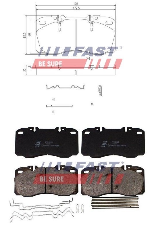 Deska brzdová 29122 Fast 175x86x22 IVECO E.Cargo 65E12,75E12