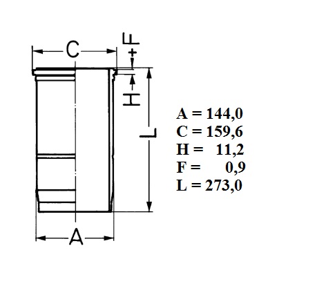 Vložka válce 272,8x144x159,6 D12C340/380/420 RVI Magnum, VOLVO FM12,FH12