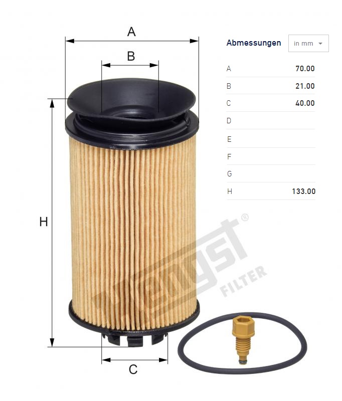 Filtr oleje MITSUBISHI Fuso Canter (FE5, FE6) VI 3.0/3.0D od 01.2012