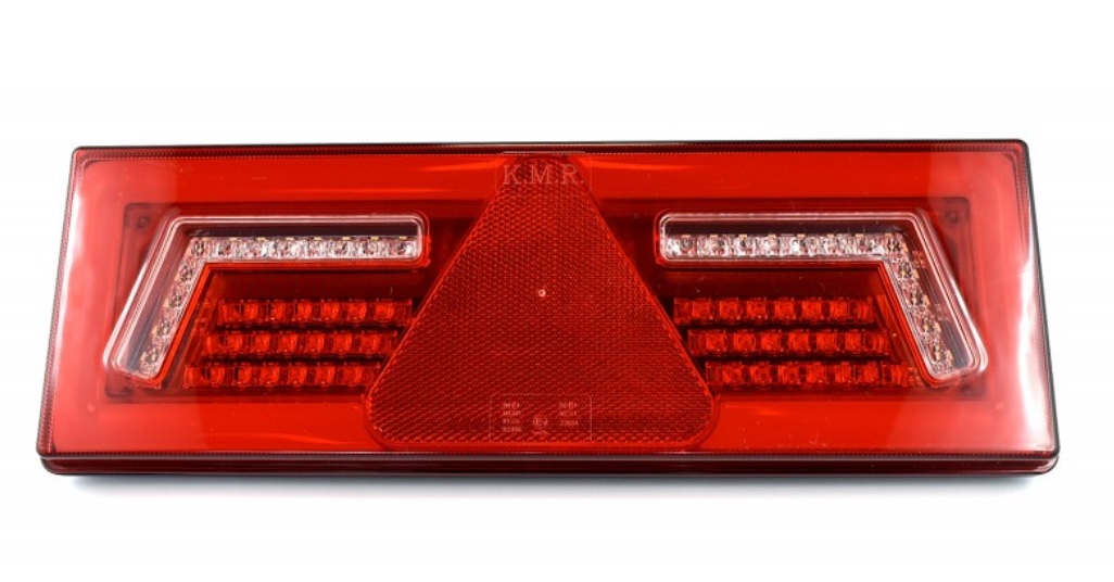 Svítilna zadní 5-dílná L 12V/24V LED s trojúhelníkem /stop,směr.,mlhovka,couvání/ kabel 3m