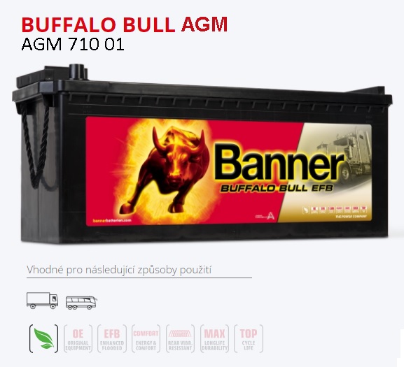Autobaterie BANNER 210Ah/1200A Buffalo Bull AGM /517x273x240/