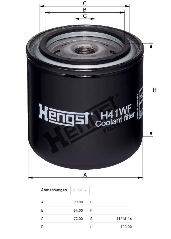 Filtr chladící kapaliny DAF CF85, New CF, XF106, XF105, TATRA Phoenix, GINAF série X