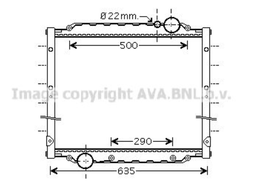 Chladič vody 590x610x48 s rámem MAN M2000L, M2000M od 08.1995