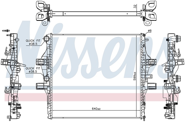 Chladič vody 640x599x32 IVECO Daily V 3.0JTD, Daily VI 3.0CNG/3.0D od 09.2011
