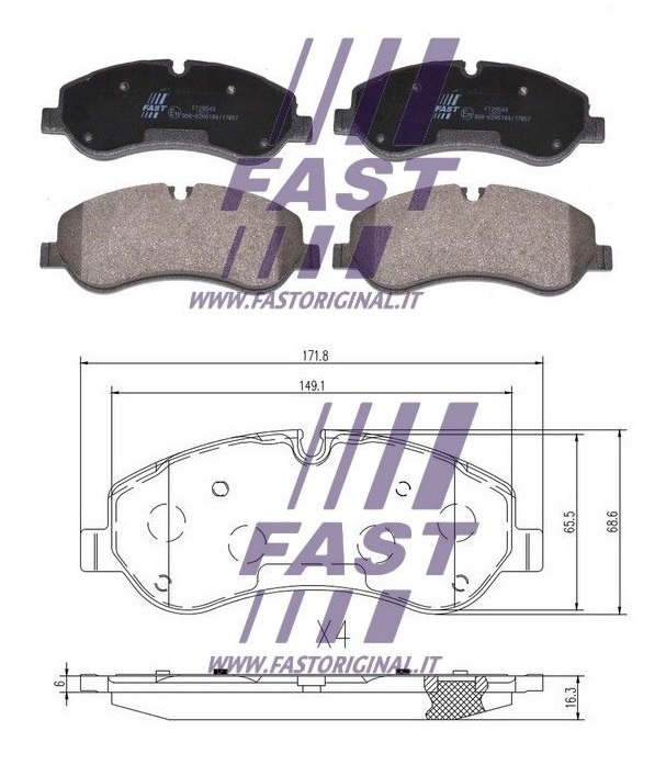 Deska brzdová 172x68x17 Fast PN FORD Transit V363 od 04.2012