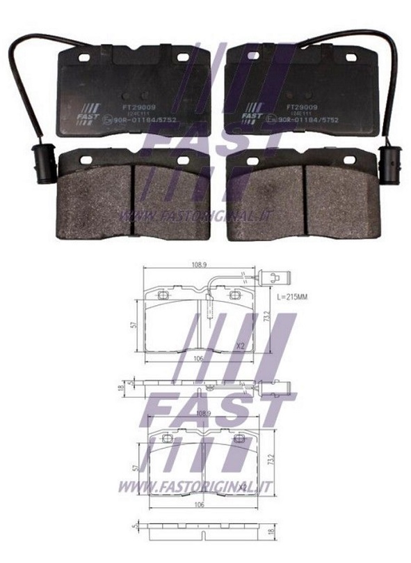 Deska brzdová 21049 Iveco 109x73x18 se snímačem opotřebení PN IVECO Daily II do 1999