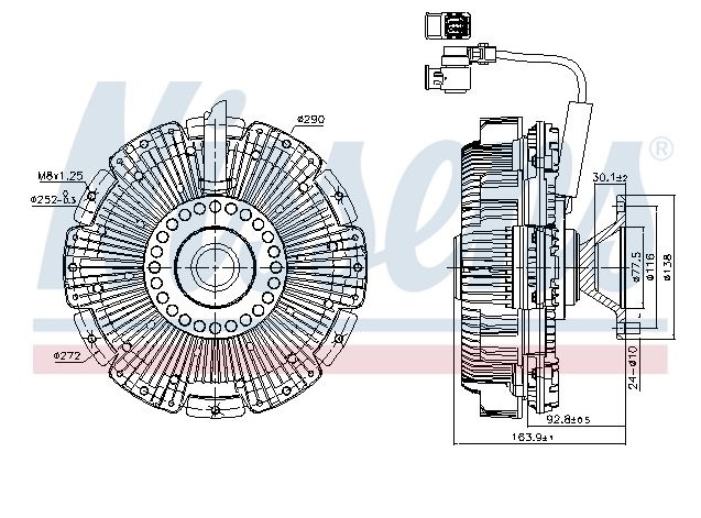 Viskospojka bez ventilátoru pr.290mm DAF XF MX11/13 Euro 6 od 10.2012