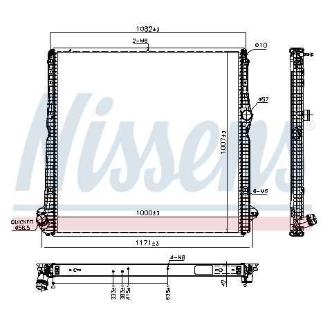 Chladič vody 1000x1007x42 s rámem SCANIA L,P,G,R,S DC07/09/13/16/ OC09 od 12.2017